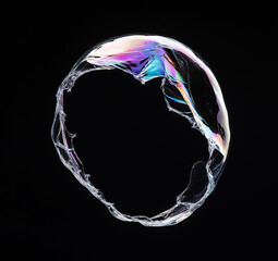  Black Background, with Transparent Soap Bubbles Popping