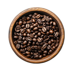 Fototapeta premium Roasted Coffee Beans in Wooden Bowl isolated on transparent background