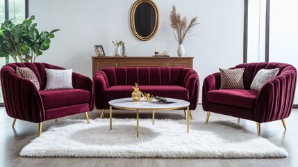Obraz premium Chic velvet lounge setup