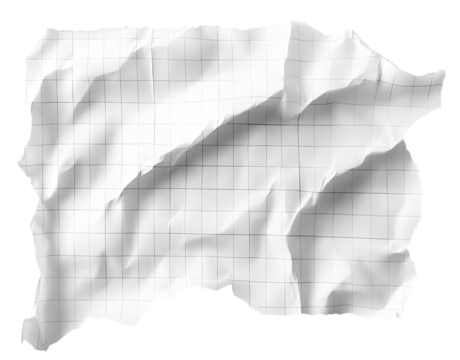 wrinkled white torn checkered paper