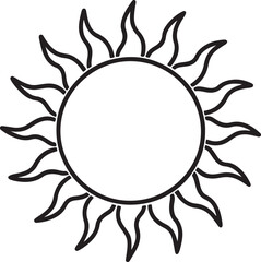 sun line art, black outline, vector and illustration, line art and outline