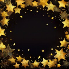 border frame of colorful falling confetti stars modern wallpaper on white background pattern copy space