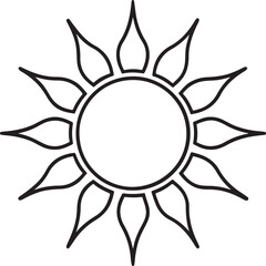 sun line art, black outline, vector and illustration, line art and outline