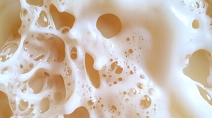 Close-Up View of Fresh Creamy Foam with Bubbles and Soft Texture for Culinary Uses