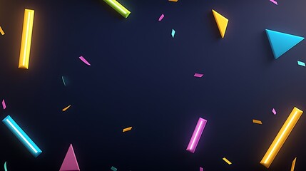 Obraz premium Colorful Geometric Shapes Floating on Dark Background with Vibrant Accents