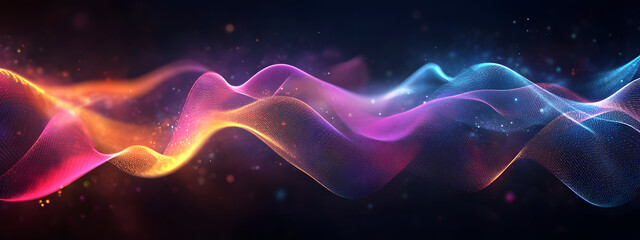 Obraz premium An abstract representation of sound waves, glowing with vibrant colors against the dark background 