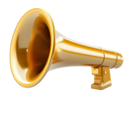 PNG Megaphone gold horn white background.