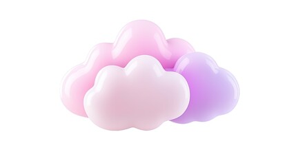 3d pink glossy cloud is floating on a transparent background, creating a dreamy and surreal atmosphere