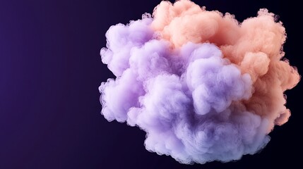 Colorful Smoke Cloud in Soft Purple and Peach on Dark Background for Creative Effects