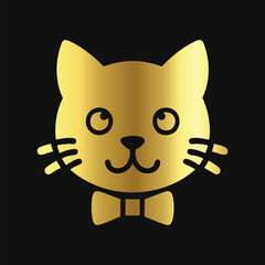 Shiny Gold Cat Illustration: Eye-Catching and Decorative
