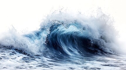 Majestic Ocean Wave Crashing Against White Background