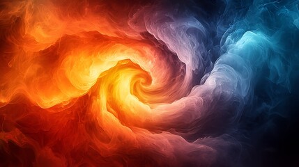 Abstract swirling fiery and icy colors blend together