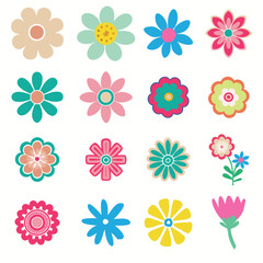 Collection of flowers. Abstract origami flowers. Set of wildflower, leaf branch, foliage on white background.Vector illustration botanical design and creative idea,eps 10.