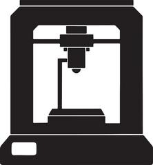 3d printer silhouette, black and white silhouette, vector and illustration