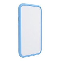 Light blue smartphone displaying blank screen, 3d mockup display empty for digital interface prototype, isolated transparent background