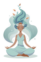 Obraz premium Peaceful woman meditating in nature, mindfulness and balance