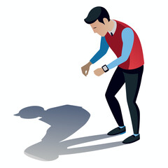 Businessman checking smartwatch, time management and technology concept.