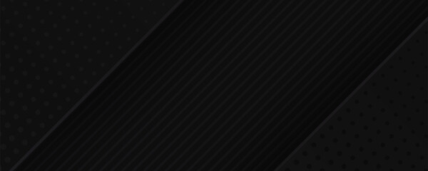 Obraz premium Dark deep black dynamic abstract vector background with diagonal lines. Modern creative halftone premium gradient. 3d cover of business presentation banner for sale event night party.