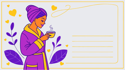 Obraz premium A relaxing woman enjoying a cup of tea while browsing on her phone, showcasing a blend of technology and wellness at home.