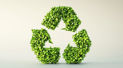 Lush Green Leaves Forming Recycle Symbol for Environmental Concept