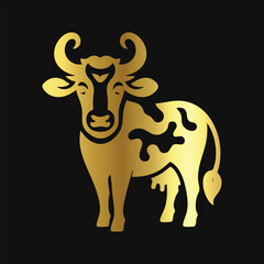 Abstract Golden Cow Emblem: Creative and Unique

