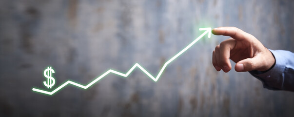 Growing arrow with a Dollar symbol. Business. Finance