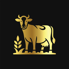 Golden Cow Silhouette: Stylish and Minimalist

