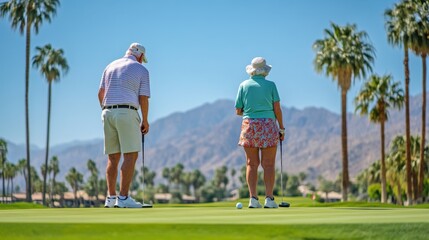 Seniors golf on a sunny day