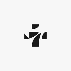 Number 7 pharmacy or Seven cross logo concept vector icon