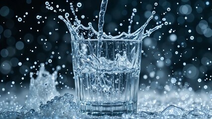 water splash in glass