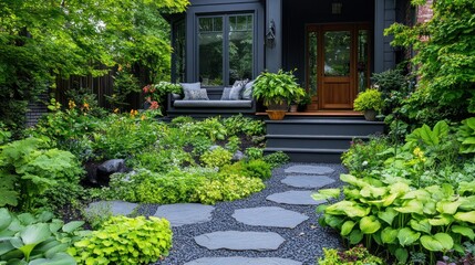 Fototapeta premium Charming Front Yard Garden Design