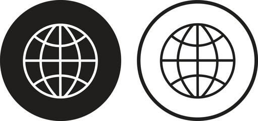 World globe web icon symbol line, flat set. social design vector in trendy style isolated on transparent background.