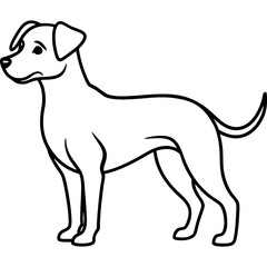 dog black line art vector, Simple bold outline Design vector icon with white background. Pet animal vector 