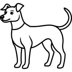 dog black line art vector, Simple bold outline Design vector icon with white background. Pet animal vector 