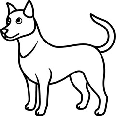 dog black line art vector, Simple bold outline Design vector icon with white background. Pet animal vector 