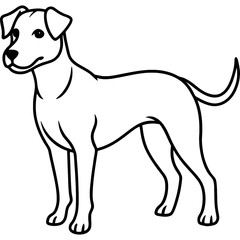 dog black line art vector, Simple bold outline Design vector icon with white background. Pet animal vector 