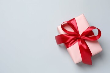Beautiful gift box on gray background