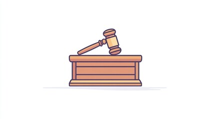 Gavel on Block, Justice, Legal Concept, Illustration