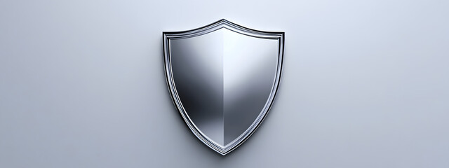 A simple silver shield with rounded edges and corners, set against a white background
