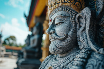 Obraz premium detailed Hindu god statue in temple with intricate carvings