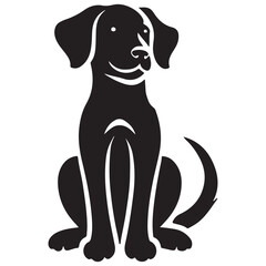 Cheerful Dog Black Silhouette Smiling Illustration Vector Graphics Asset