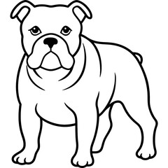 Obraz premium Bulldog black line art vector, Simple bold outline Design vector icon with white background. Pet animal vector 