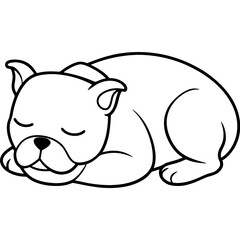 Bulldog black line art vector, Simple bold outline Design vector icon with white background. Pet animal vector 
