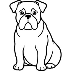 Obraz premium Bulldog black line art vector, Simple bold outline Design vector icon with white background. Pet animal vector 