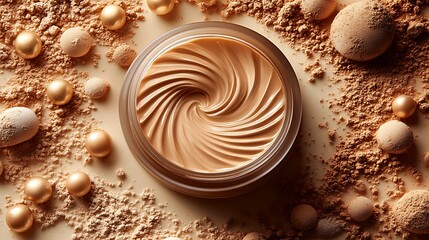Beige foundation makeup with swirl texture high resolution hd picture