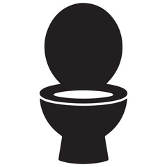 Open Lid Toilet Silhouette Illustration for Home and Sanitary Designs