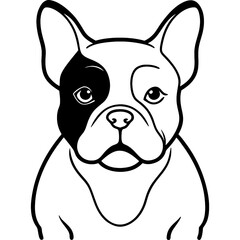 French bulldog black line art vector, Simple bold outline Design vector icon with white background. Pet animal vector 
