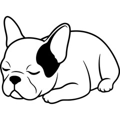 French bulldog black line art vector, Simple bold outline Design vector icon with white background. Pet animal vector 