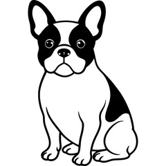 French bulldog black line art vector, Simple bold outline Design vector icon with white background. Pet animal vector 