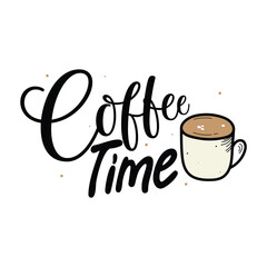Coffee Time Lettering Vector Design.